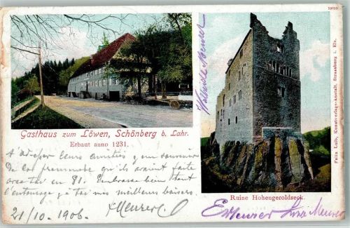 Schönberg 1906 Gasthaus Zum Löwen Ruine Hohengeroldseck