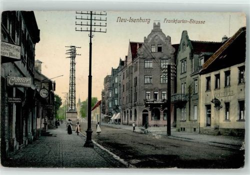 Neu-Isenburg 1909 Frankfurter Straße Gasthaus Konditorei Cafe Emailleschild Cailler