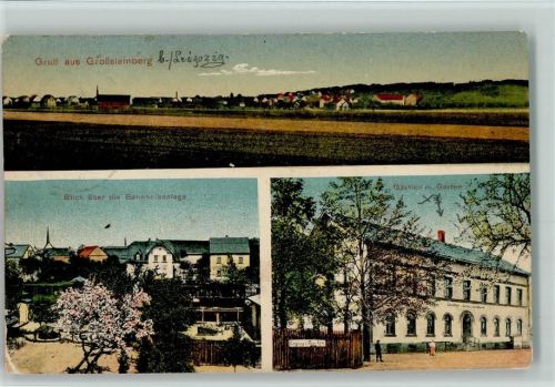 Großsteinberg 1923 Gasthof, Blick über die Bahnhof Anlage AK