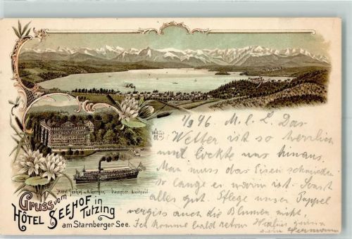 Tutzing 1896 Hotel Seehof Dampfer Luitpold