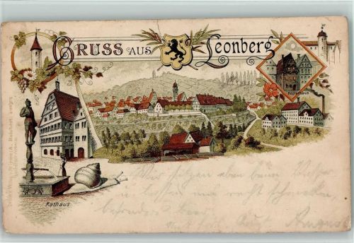 Leonberg Gruss aus - Litho, AK