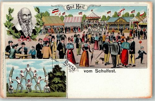 1899 Gut Heil Gruss aus vom Schulfest Jahrmarkt AK