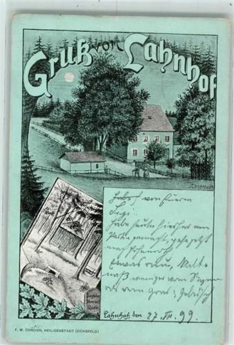 85302 W8069 Lahnhof 1899 Lithographie / Mondschein Vorläufer Druck 1890-1895