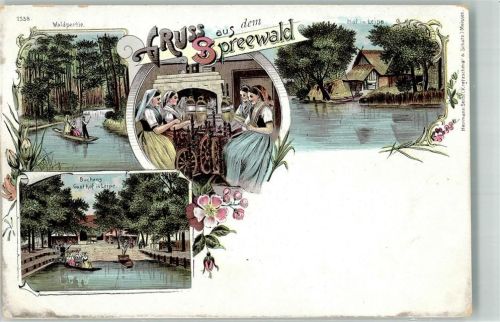 Leipe Spinnerinnen Tracht Spinnräder Gasthaus Buchang Spreekahn