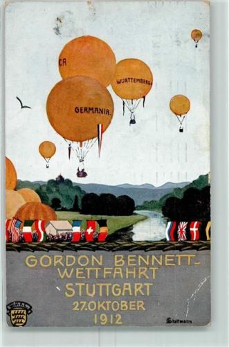 W7000 Stuttgart Gordon Bennett-Wettfahrt Heißluftballone Gordon-Bennett-Rennen 1912 Gebrauchsspuren