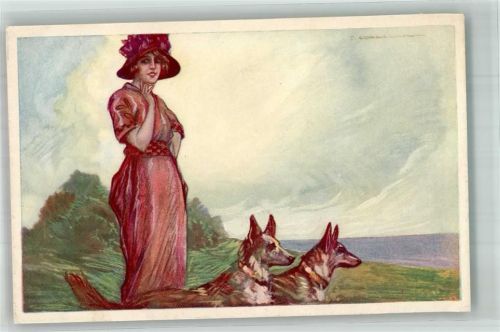 Serie 464-3 Frau mit Schäferhunde