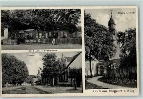 Stegelitz Karl Sandmann Kolonialwaren Dorfplatz Eingang zur Kirche