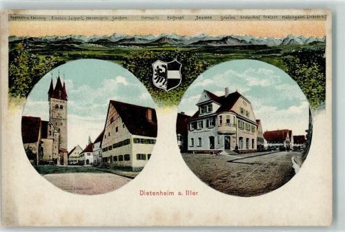 Dietenheim Hans Landthaler Turm Wappen Adler Schwarz Weiß Hornspitz Hochvogel Daumen Grünten Krottenkopf Mädelegabel Aggenstein sign. E. Felle
