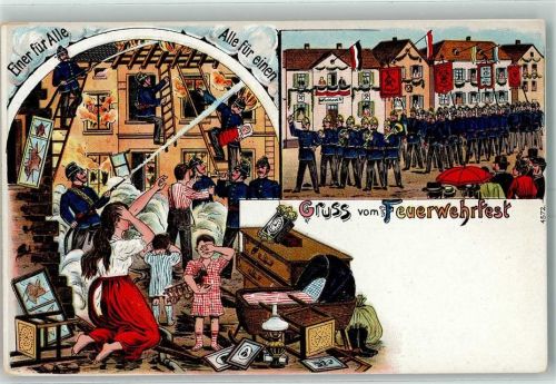 Gruss aus Feurwehrfest Löscharbeiten Verlag S. Stern Nr. 1572 AK