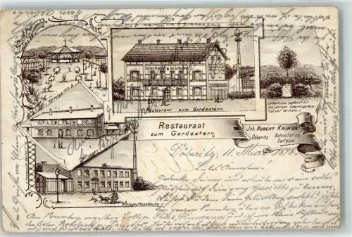 Döberitz 1898 Gasthaus zum Gardestern Wirtschaftsgebäude Stallungen Gedenkeiche Bahnpost Berlin-Hannover Zg. 206