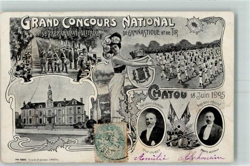 Chatou 1905 Turnfest Grand Concours National Gymnastique Wappen Jugendstil