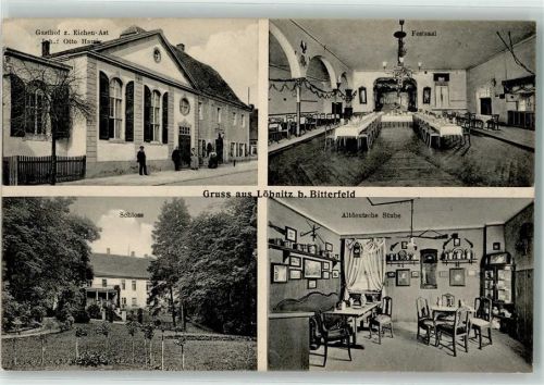 Löbnitz 1911 Gasthaus zur Eichen-Ast Festsaal Altdeutsche Stube Schloß
