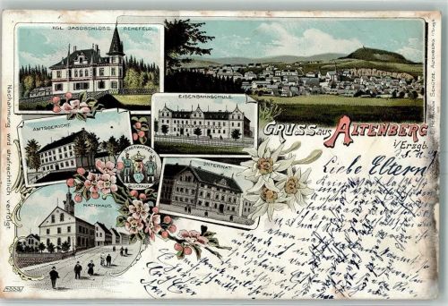 Altenberg 1898 Kgl. Jagdschloss Rehefeld Amtsgericht Ratahus Eisenbahnschule Internat