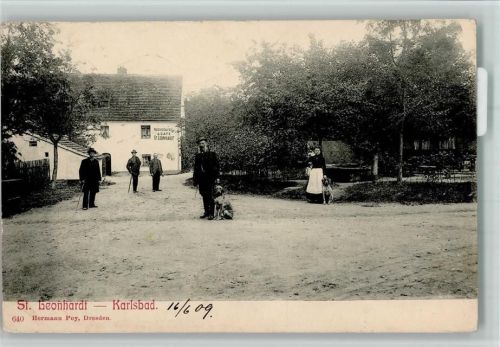 Karlsbad 1909 - Cafe St. Leonhardt AK