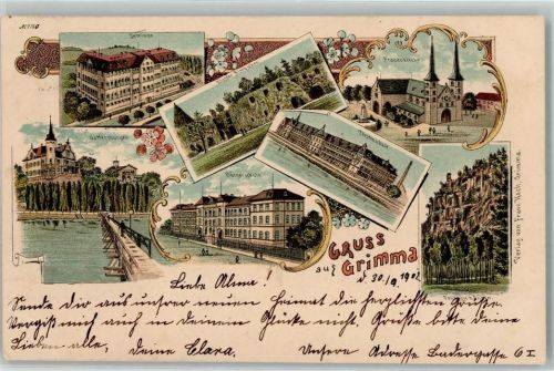 Grimma 1902 Seminar Frauenkirche Kloster Nimbschen Fürstenschule Bürgerschule Gattersburgen