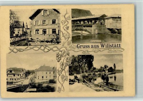 Willstätt 1915 Kinzigwehr, Sandgasse, Partie am Giessen, Sandhafen