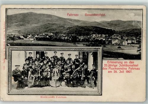 Fahrnau 25 jähriges Jubiläumsfest des Musikvereins 28. Juli 1907 Gruppenfoto