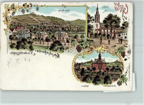 Kötzschenbroda 1899 Kirche Niederlössnitzer Rathaus Lithographie