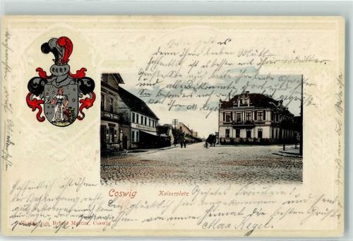 Coswig 1903 Kaiserplatz Wappen