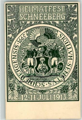 Schneeberg 1913 Heimatfest 12.-14. Juli 1913 Altes Stadtwappen