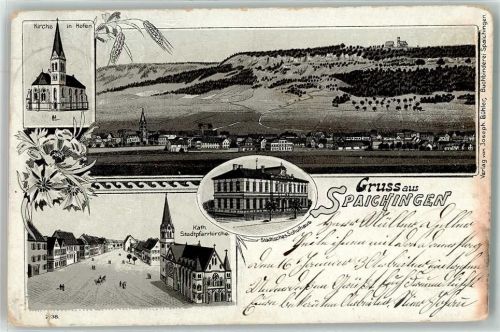 Spaichingen 1902 Kirche in Hofen Kath. Stadtpfarrkirche Städt. Schulhaus