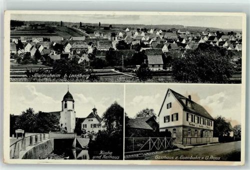 Malmsheim Kirche Rathaus Gasthaus Zur Eisenbahn O. Pross