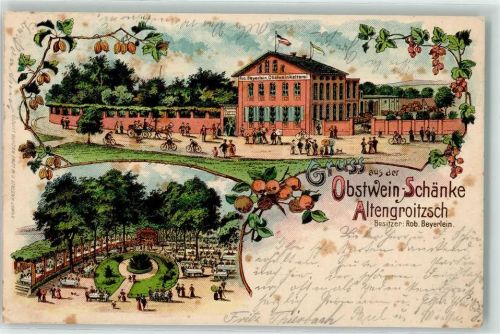 04539 O7221 Altengroitzsch 1906 Lithographie Gasthaus Obstwein Schänke