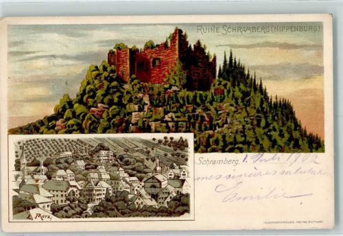 Schramberg 1902 Ruine Schramberg Nippenburg sign L. Merz