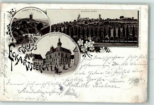 Eckartsberga 1897 Eckarts-Burg Ratskeller Lithographie