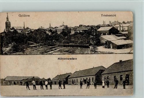 Geldern 1916 Militärbaracken und Totalansicht AK