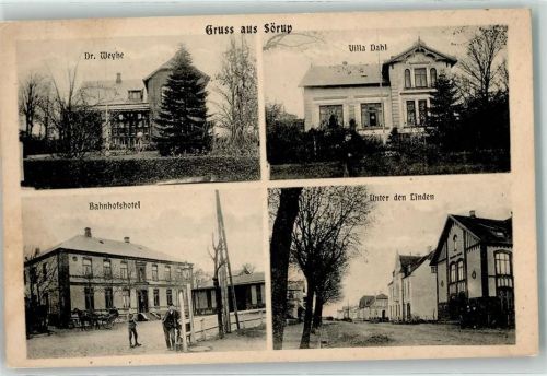 Sörup Wohnhaus Dr. Weyhe Villa Dahl Bahnhofshotel Unter den Linden Bahnpoststempel Hamburg-