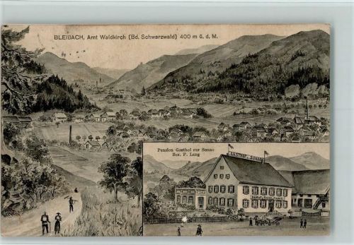 79261 W7809 Bleibach 1915 Gebrauchsspuren Pension Gasthof zur Sonne AK