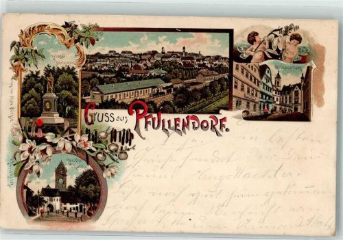 Pfullendorf 1898 Kriegerdenkmal Rathausplatz Obertorturm Bahnhof Eisenbahn