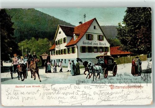 Unterreichenbach 1906 Gasthaus Zum Hirsch Postkutsche