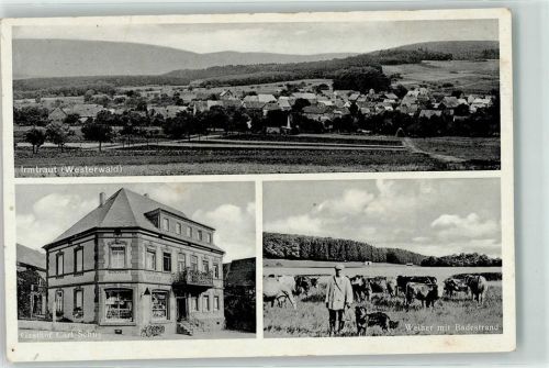 Irmtraut Weiher Badestrand Rinderweide Bauer Hund Gasthaus Schuy Bahnpoststempel