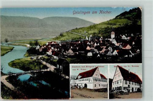 Geislingen Gasthaus Metzgerei Zum Ochsen von W. Weber Handlung von Fr. Weidner