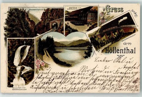 Höllental Ravennaschlucht Wasserfall Hirschsprungtunnel Gasthaus Himmelreich Bahnpoststempel