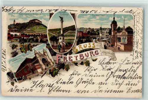 Freyburg 1902 Jahnhaus Schloss Kriegerdenkmal Sektkellerei Erinnerungs-Turnhalle