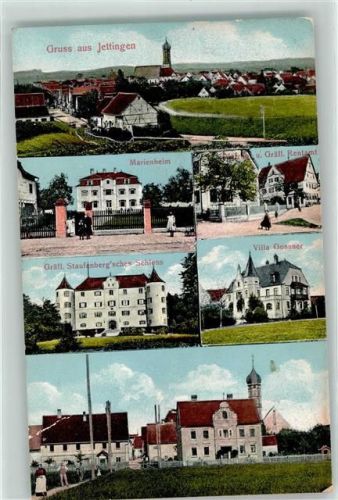 89343 W8876 Jettingen-Scheppach 1910 Gebrauchsspuren Villa Gossner Marienheim Gräfl. Staufenberg'sches Schloß