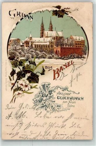 Basel 1900 Glückwunsch Neujahr
