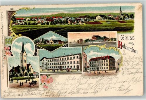 Holzkirchen 1900 Bahnhof Gasthaus zur neuen Post Taubenberg Gasthaus zum Hauslbräu
