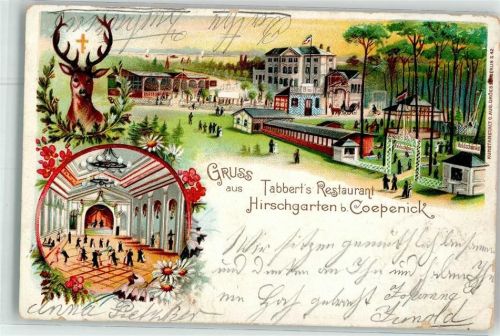 Köpenick 1900 Gasthaus Etablissement Hirschgarten Hirschkopf Ballsaal