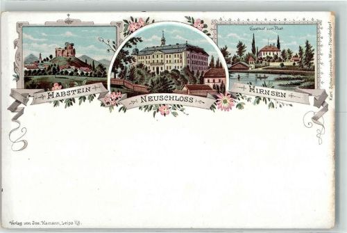 Ceska Lipa Neuschloss Felsenburg Habstein Gasthaus zur Post Hirnsen Lithographie