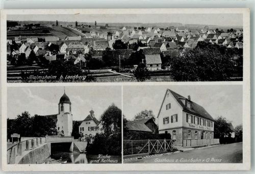 Malmsheim Kirche Rathaus Gasthaus Zur Eisenbahn