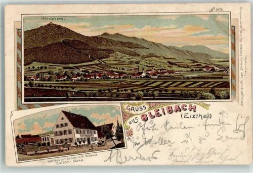 79261 W7809 Bleibach 1905 Gebrauchsspuren Gasthaus Zur Sonne H. Wehrle Lithographie