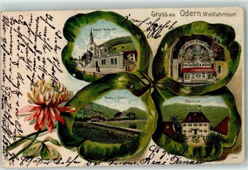 Oderen 1904 Maria Hilf Kapelle Pfarrhaus Kleeblatt Lithographie