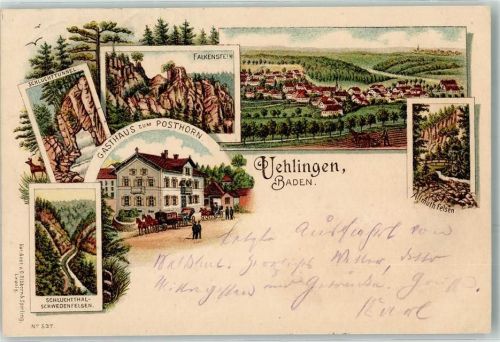 Ühlingen 1898 Falkenstein Schwedenfelsen Schluchttunnel Gasthaus zum Posthorn