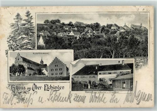 Oberelchingen 1909 Klosterkirche Klosterbrauerei-Gasthaus Eisenlauer