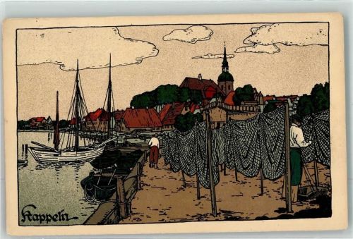 Kappeln Fischerhafen Fischernetze Fischerboote