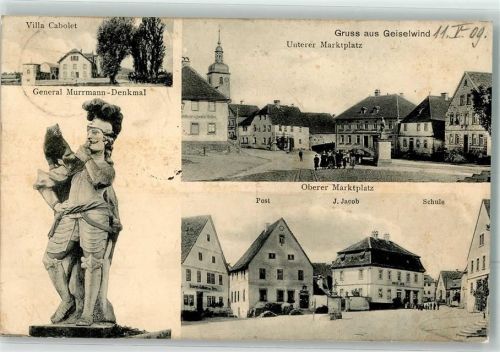 96160 W8614 Geiselwind - General Murrmann-Denkmal Post Oberer Marktplatz Villa Cabolet